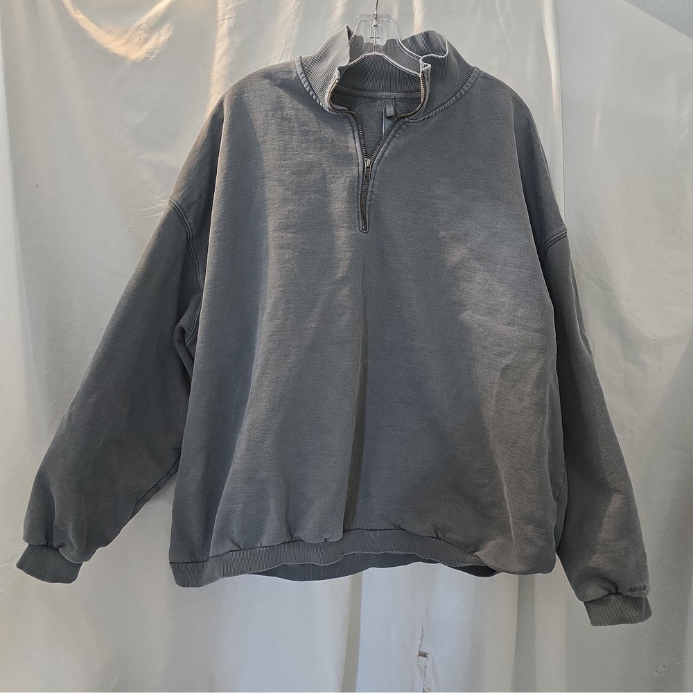 SKIMS Boyfriend Fleece Slouchy Oversized 1/2 Zip Pullover Zircon Color Sz L